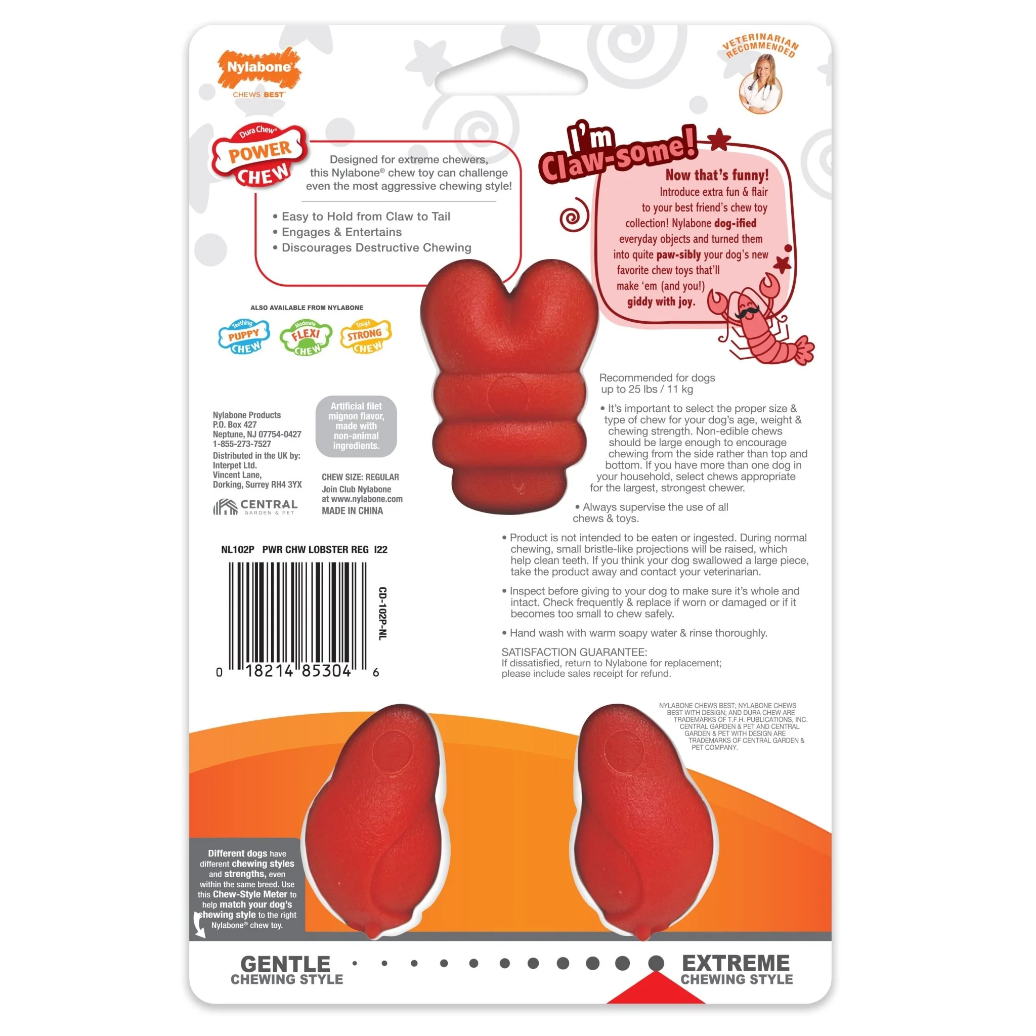 Power Chew Lobster Dog Toy, Filet Mignon - Image 2