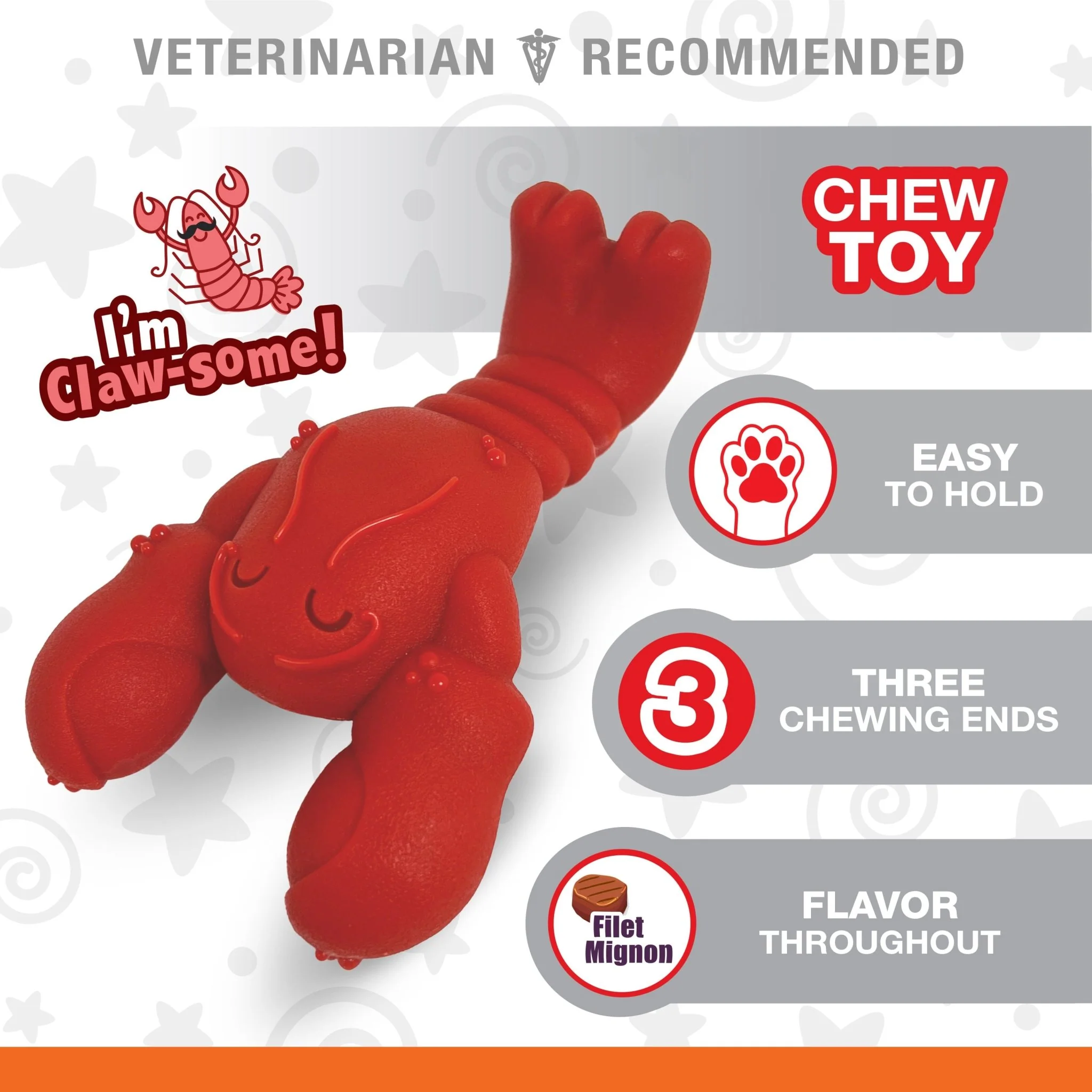 Power Chew Lobster Dog Toy, Filet Mignon - Image 3