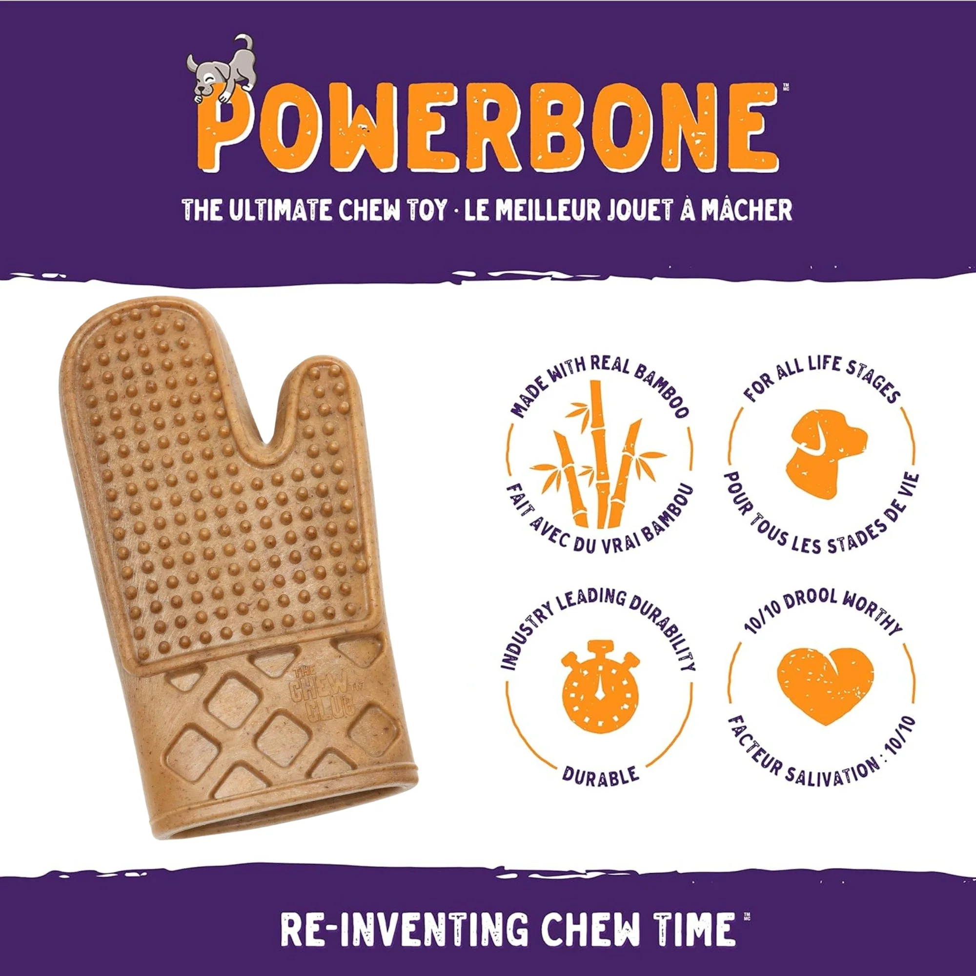 Powerbone Oven Mitt Dog Chew Toy for Power Chewers, 7" - Image 2