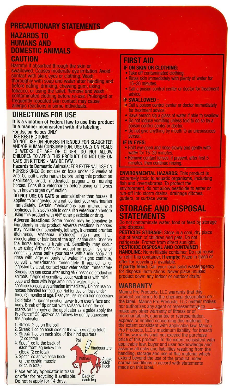 Pro Force 50 Spot On Topical Fly Treatment for Horses - Image 2