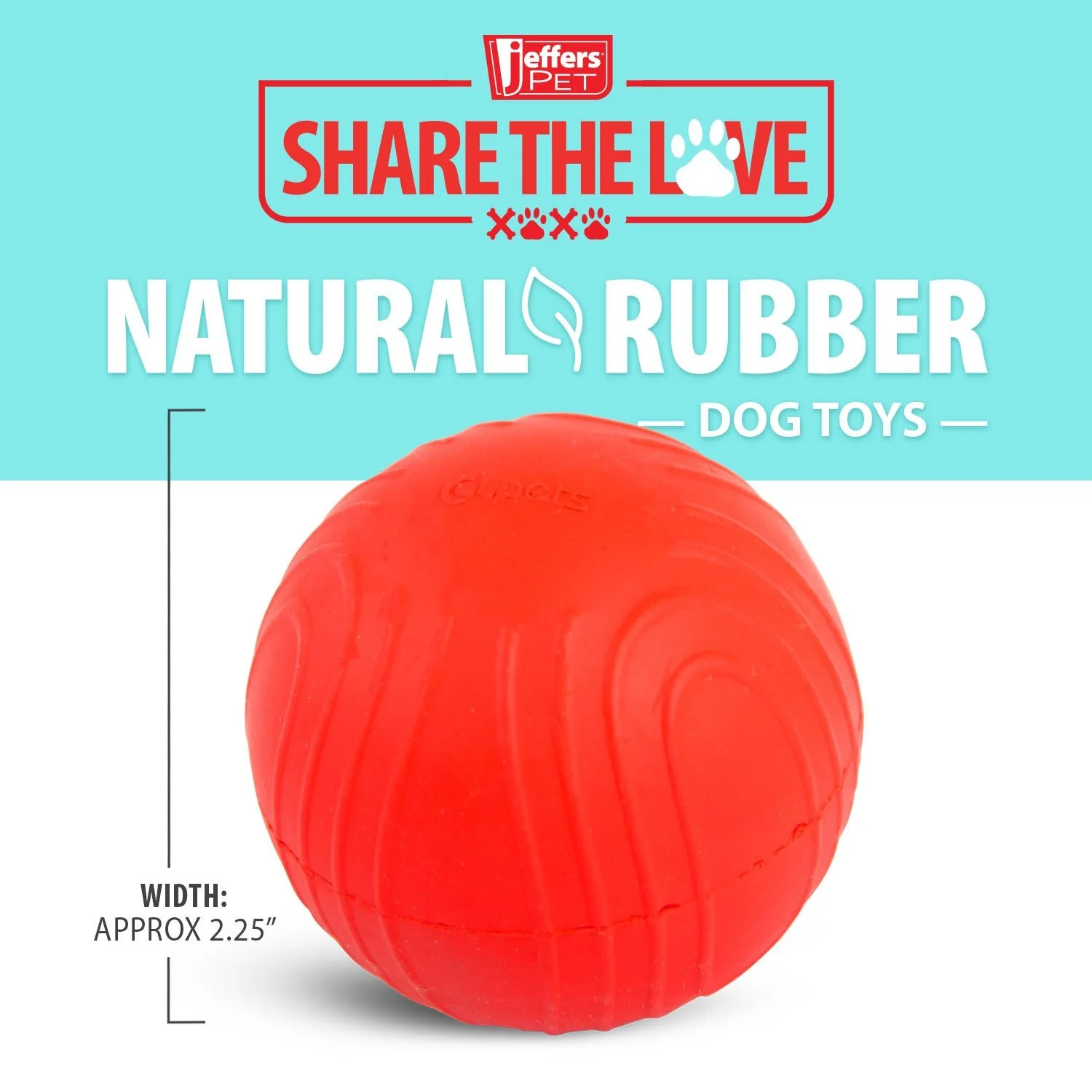 Jeffers Red Bouncing Ball with Waves Natural Rubber Dental Dog Chew Toy for Energetic Play - Image 3
