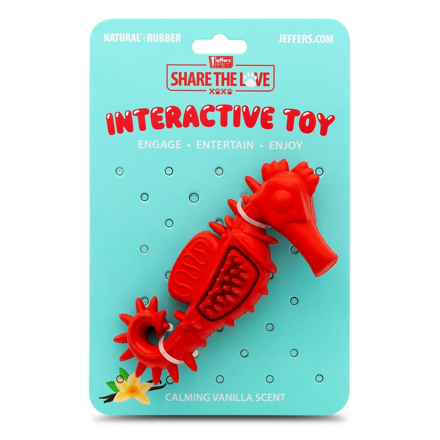 Jeffers Red Seahorse Natural Rubber Dog Chew Toy with Vanilla Scent and Textured Ridges for Dental Health - Image 7
