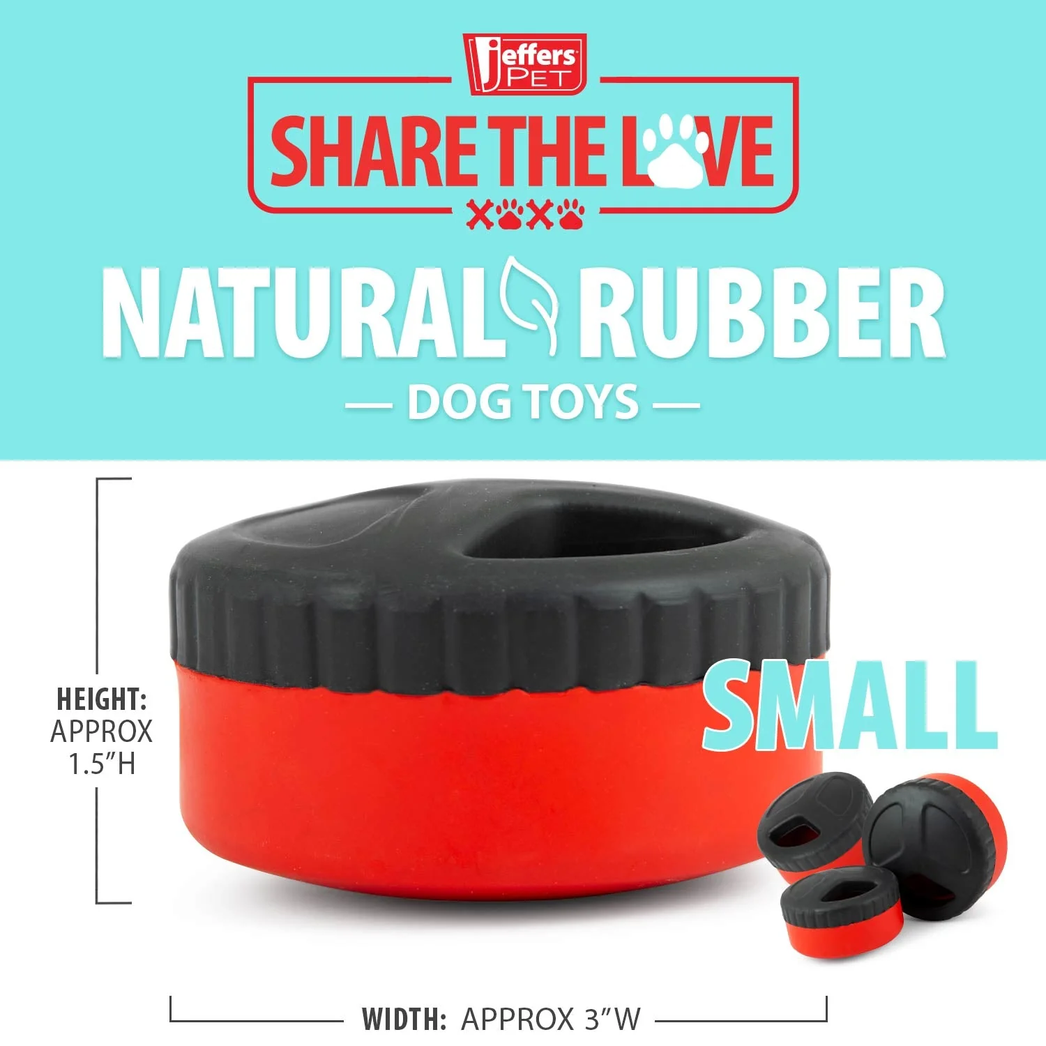 Jeffers Red Hockey Puck Natural Rubber Treat Dispensing Dental Dog Chew Toy - Image 10
