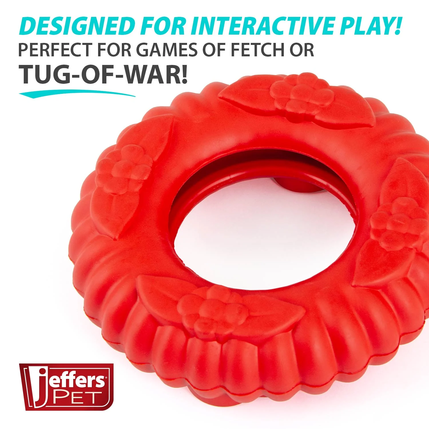 Jeffers Red Virgo Tugger Natural Rubber Dog Dental Chew Toy for Interactive or Solo Play - Image 3