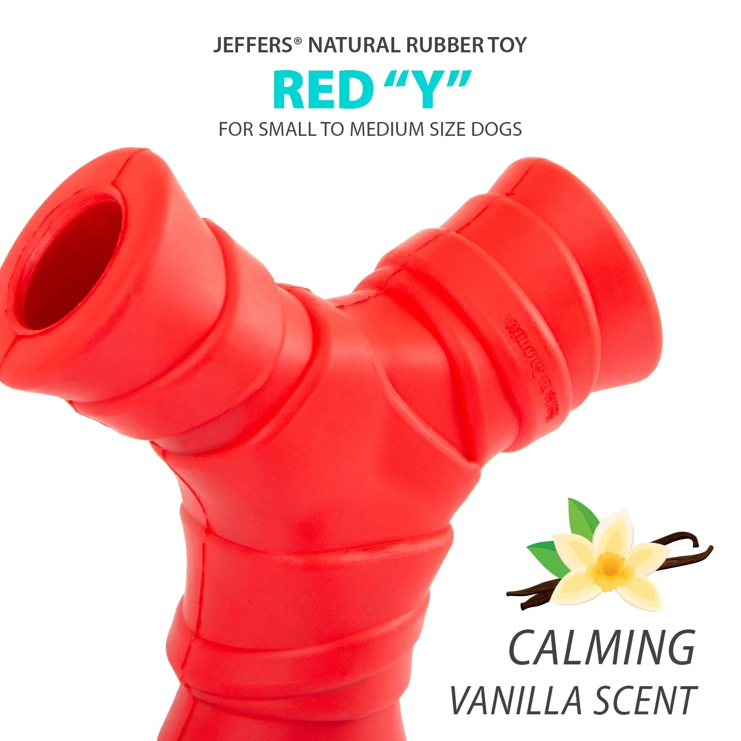 Jeffers Red "Y" Natural Rubber Dental Dog Chew Toy for Medium Chewers - Image 3