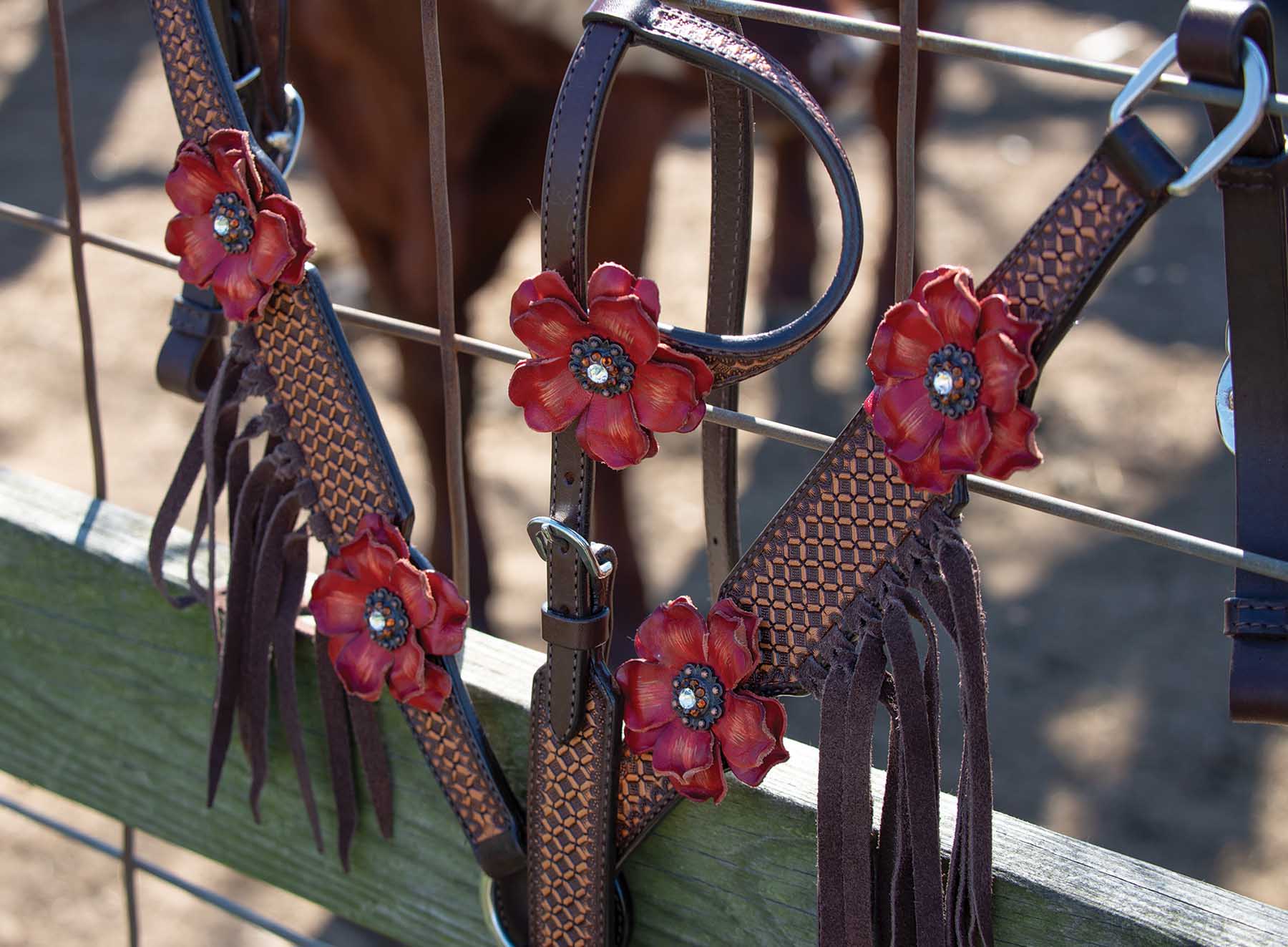 Reinsman Sarah Rose Vintage Sliding Ear Headstall - Image 3