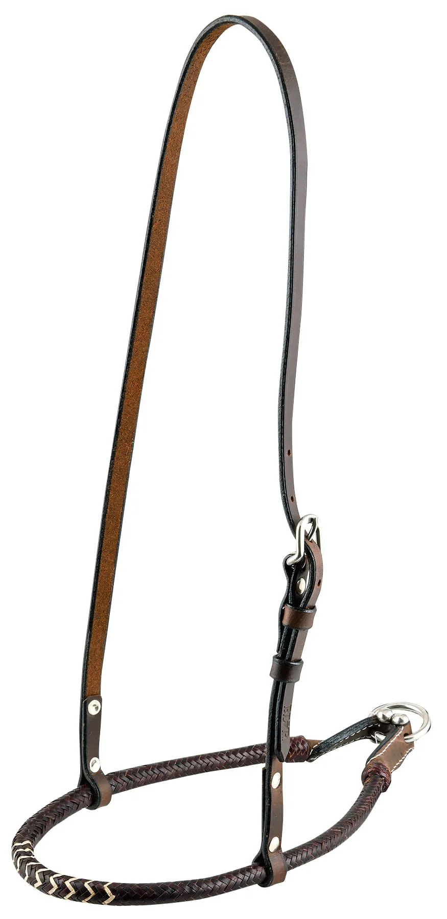 Buffalo Leather Rolled Rawhide Noseband for Horses with Stainless Steel Hardware - Image 3