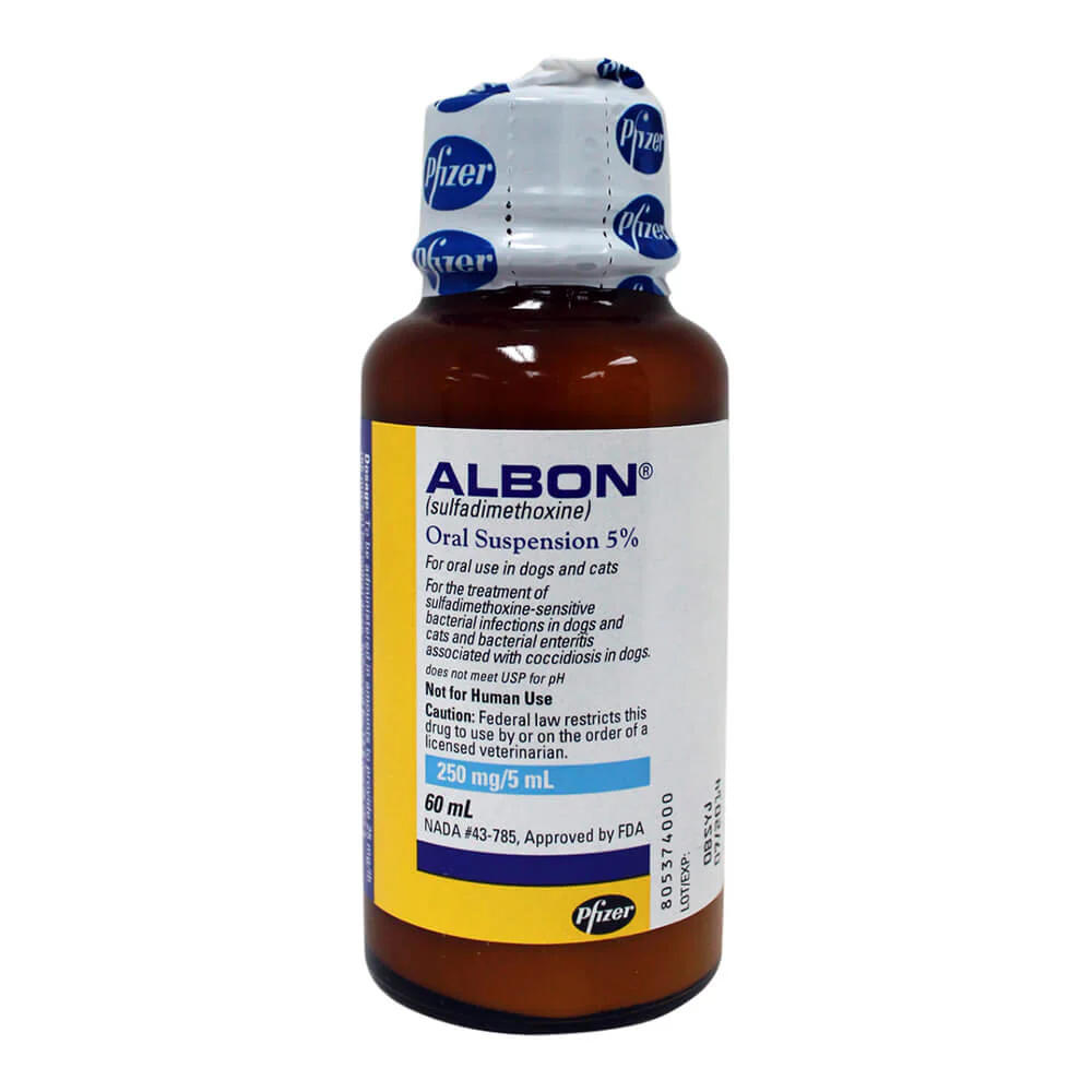 Rx Albon 5% (sulfadimethoxine) Oral Suspension for Dogs & Cats - Image 2