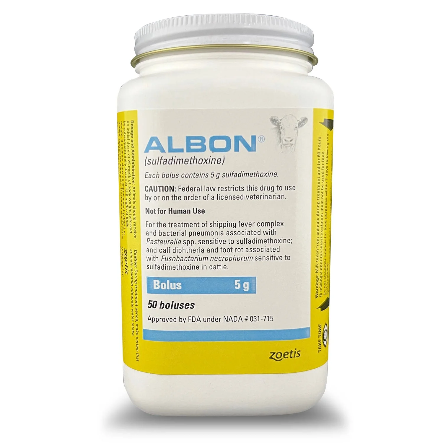 Rx Albon® (sulfadimethoxine) Bolus for Cattle – Treats Bacterial Pneumonia, Foot Rot & Shipping Fever - Image 2