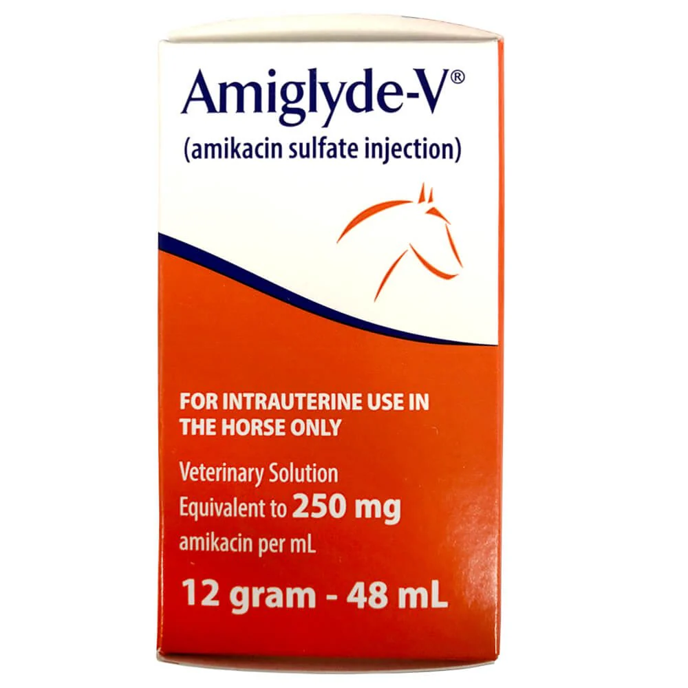 Rx Amiglyde-V (amikacin sulfate) Injection for Horses, 250mg/ml injection x 48ml bottle - Image 2