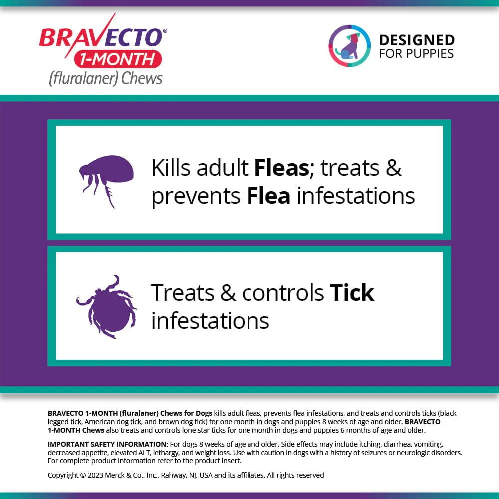 Rx Bravecto (fluralaner) Chews for Dogs, 1 Month Treatment - Image 8