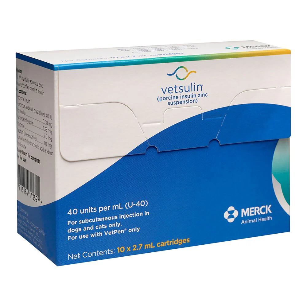 Rx Vetsulin (porcine insulin Zinc suspension) U-40 Cartridge for Vet Pen, 40u/ml 2.7ml, 10pk - Image 2