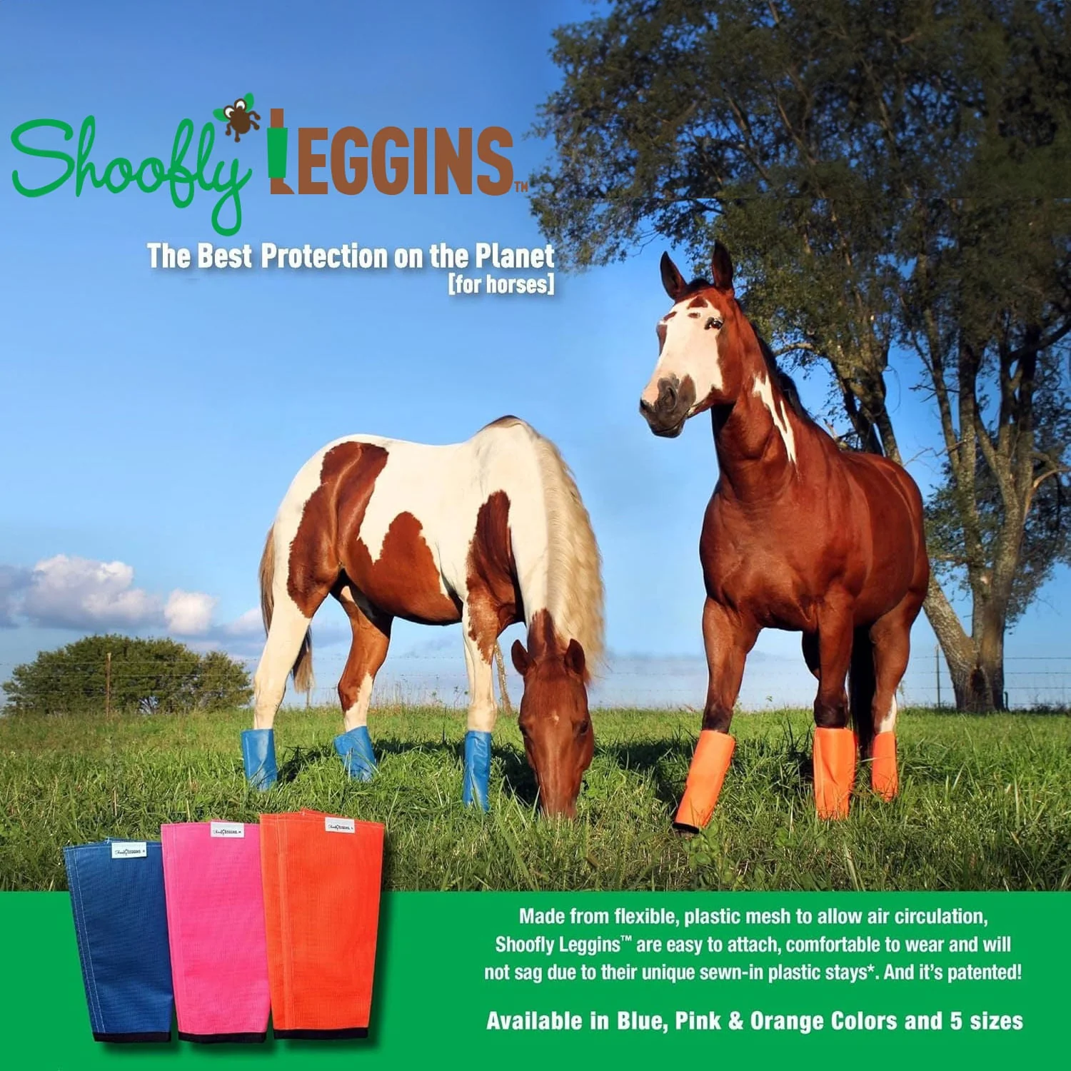 Shoofly Leggins Fine Mesh Fly Boots for Horses, 4 Pack - Image 4