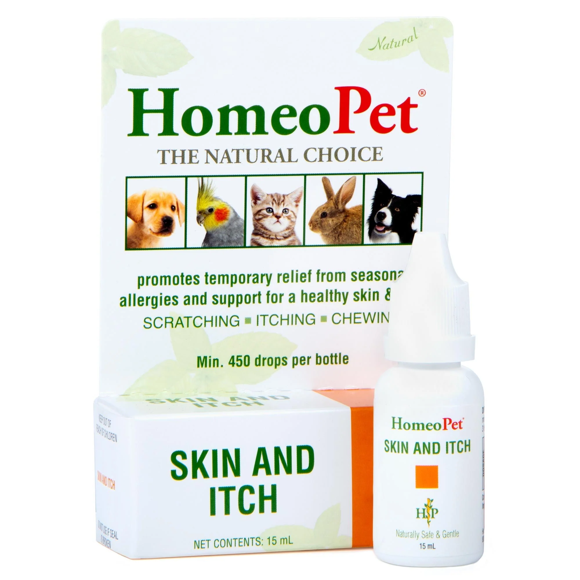 HomeoPet Skin and Itch for Dogs, Cats, and Small Pets, 15 mL - Allergy and Itching Support