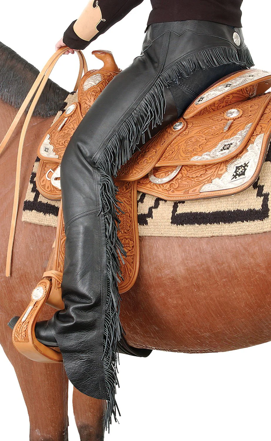 Smooth Leather Chaps with Fringe - Image 18