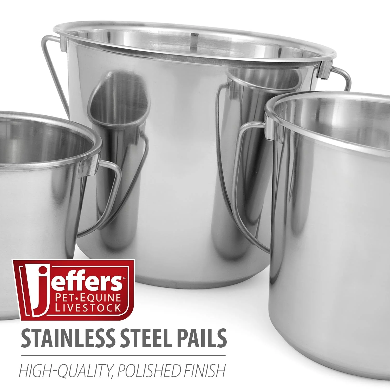 Jeffers Multi-Purpose Stainless Steel Pails with Handle - Image 2