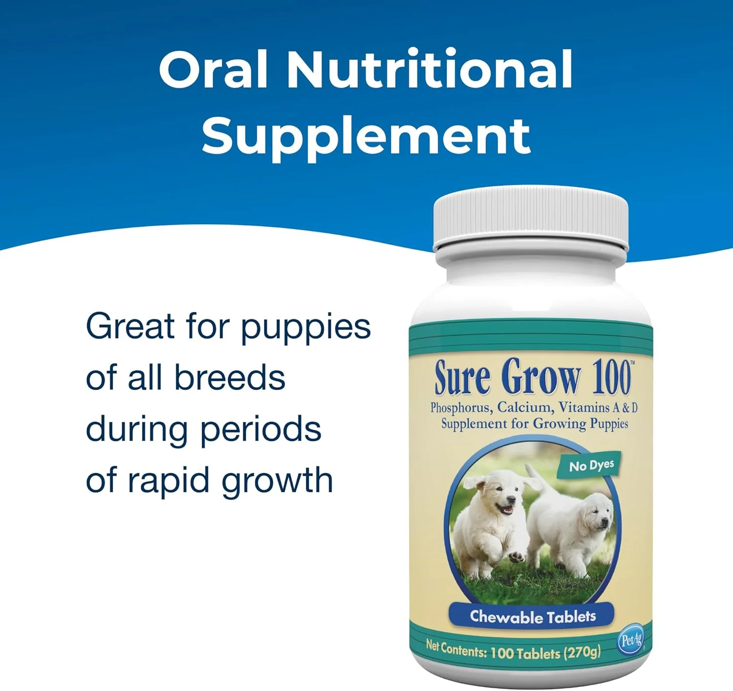 Sure Grow 100 Puppy Supplement, 100 Count Chewable Tablets - Image 2