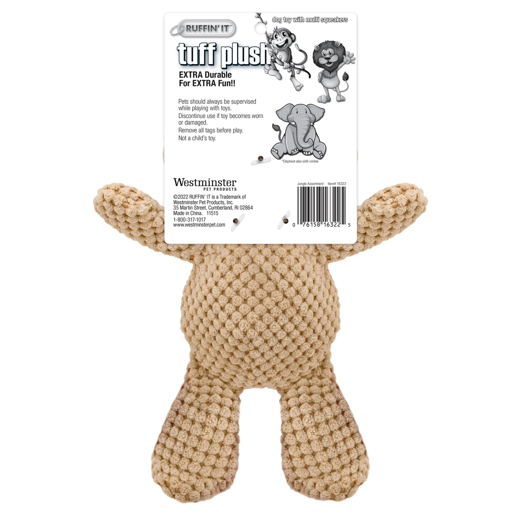 Tuff Plush, Assorted - Elephants, Lions, Monkey - Image 6