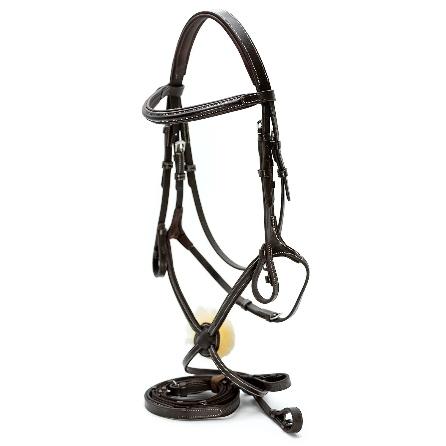 Jeffers Uniquely English Hickstead Figure-8 Bridle with Web Reins for Horses