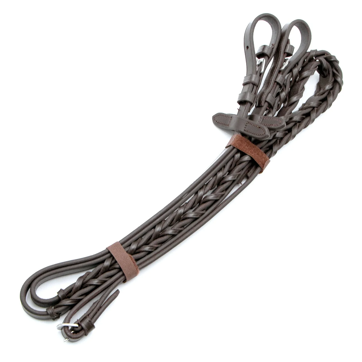 Jeffers Uniquely English Leather Laced Reins, Havana - Image 6