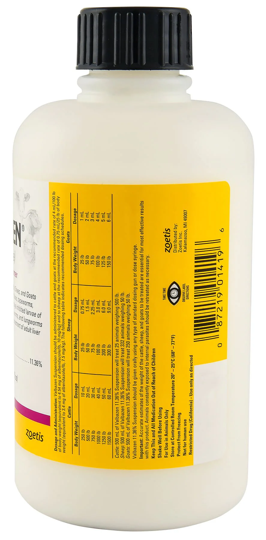 Valbazen Broad Spectrum Oral Dewormer 11.36% Albendazole for Cattle, Sheep & Goats - Image 4