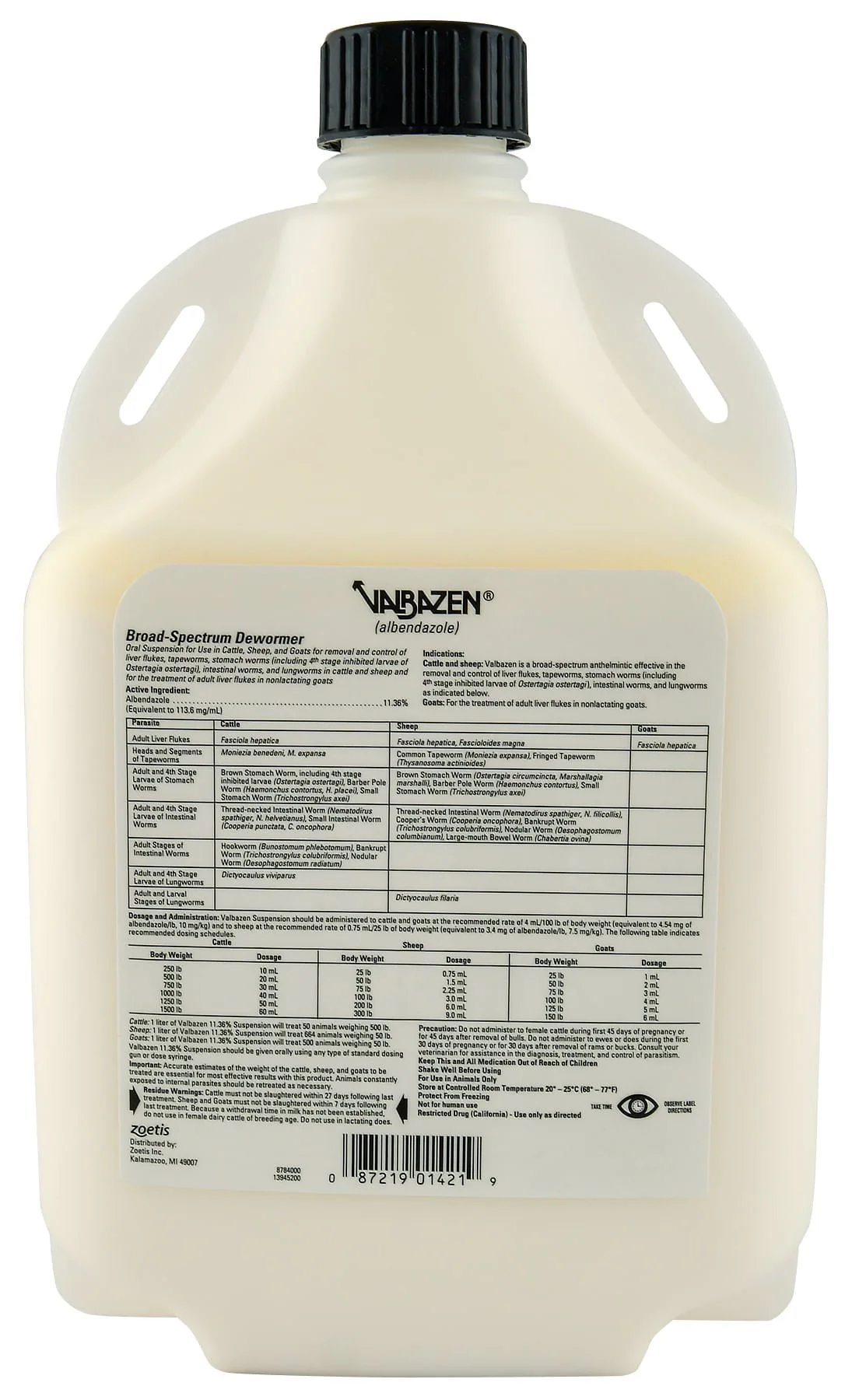 Valbazen Broad Spectrum Oral Dewormer 11.36% Albendazole for Cattle, Sheep & Goats - Image 5