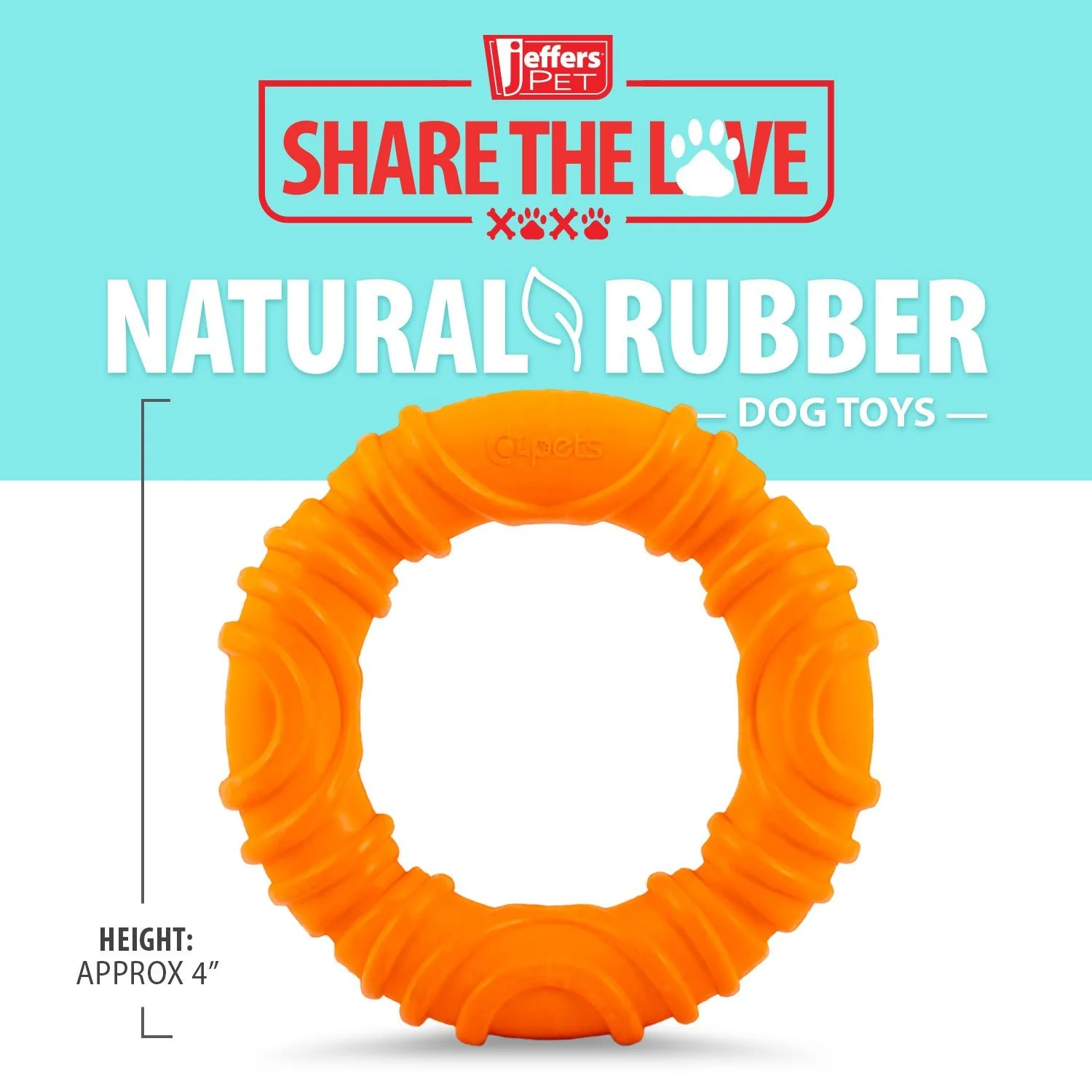 Jeffers Wavy Ring Tugger Natural Rubber Dog Chew Toy for Tug, Fetch & Dental Support - Image 2