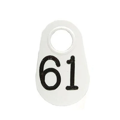 Bock's White Nylon Numbered Identification Tags, 1-100, Single Tag