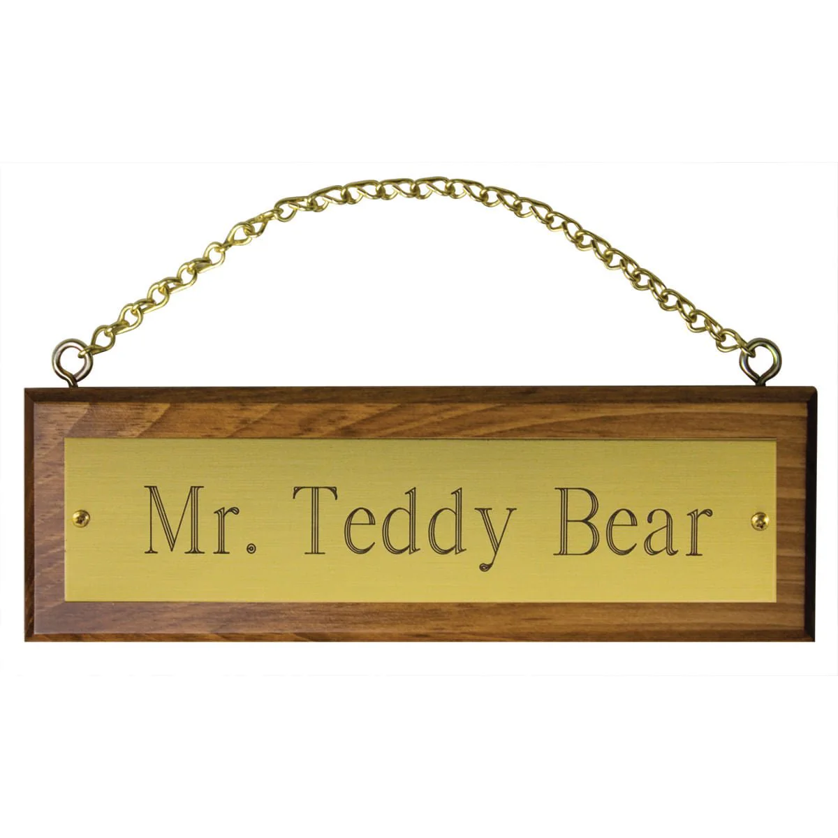 Personalized Engraved Wooden Stall Sign with Chain - Image 2