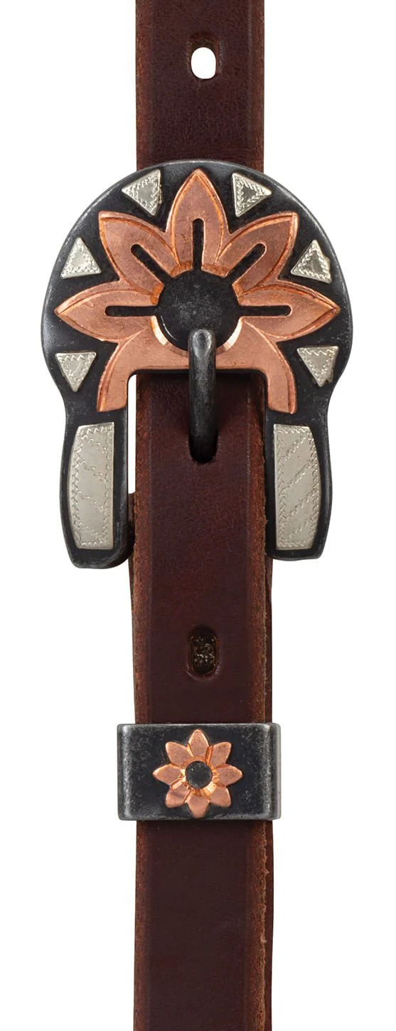 Weaver Working Tack Copper Flower Sliding Ear Headstall - Image 2